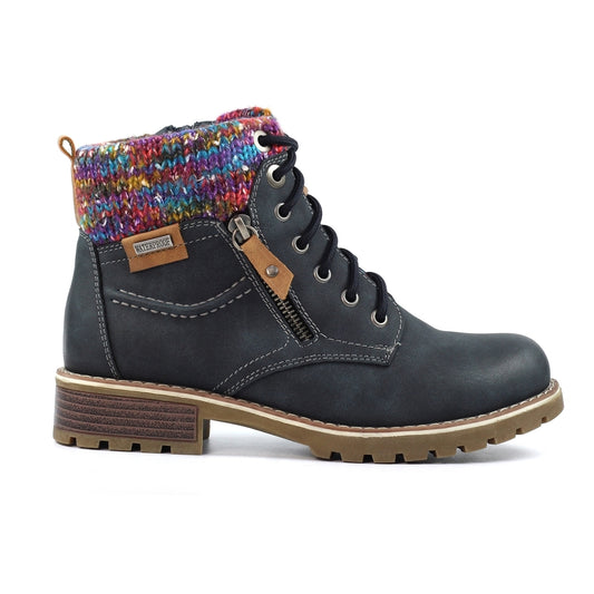 Lunar Tabasco Women's Waterproof Lace Up/Zip Ankle Boot Navy
