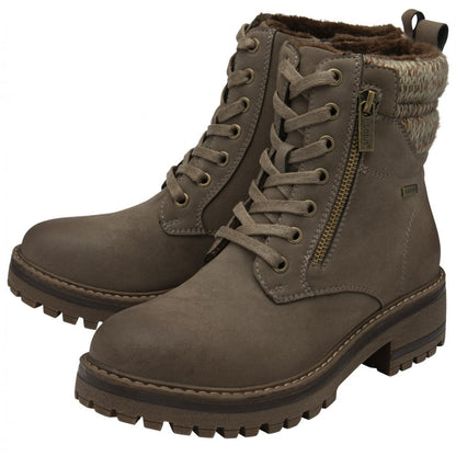 Lotus Stefani Women's Lace Up / Zip Up Ankle Boot Taupe