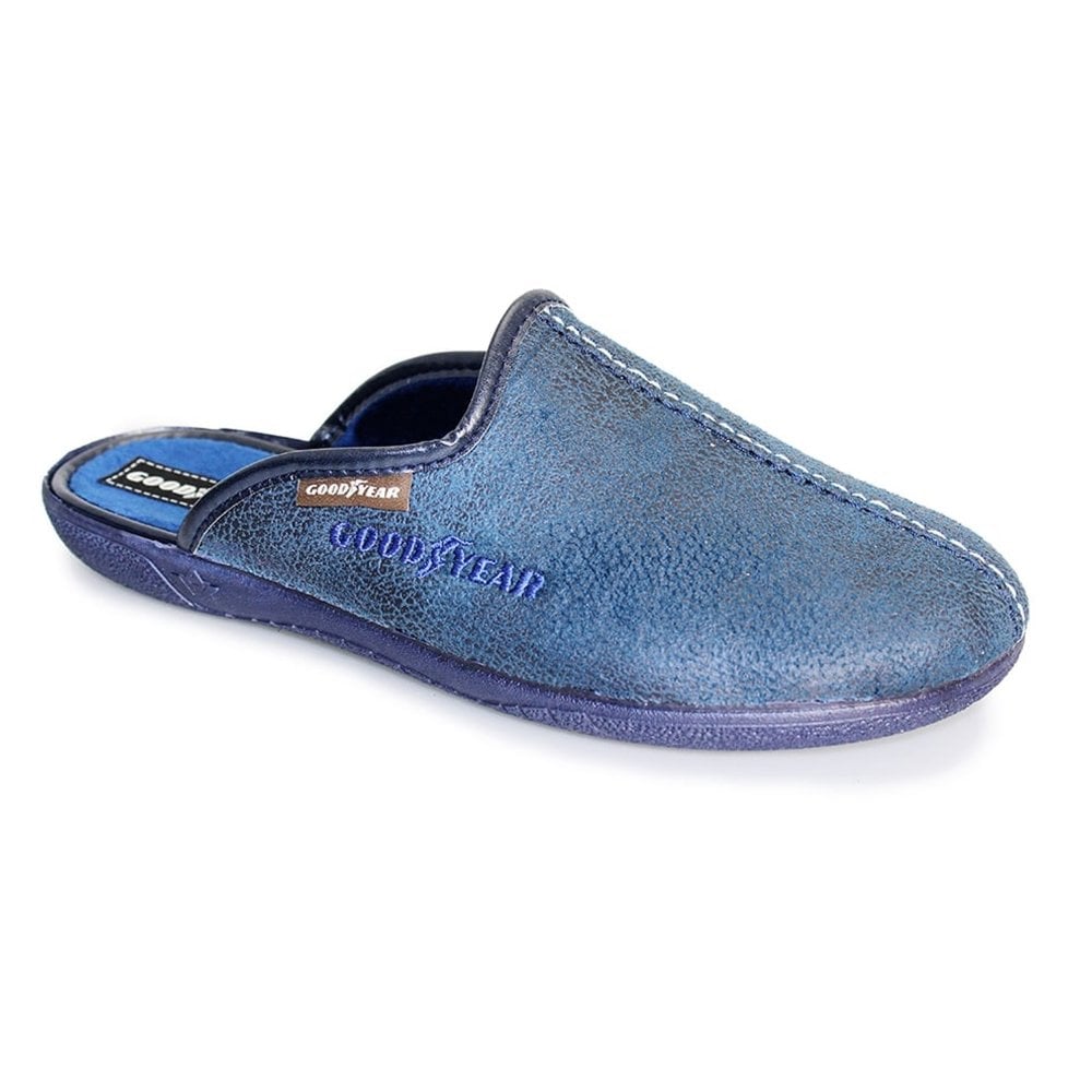 Goodyear Tees Men's Mule Slipper Distressed Blue