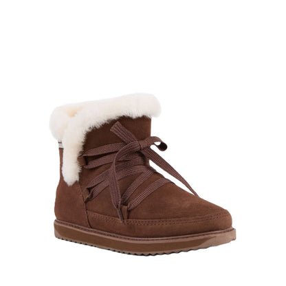 Emu Thorsby Women's Waterproof Sheepskin Pull On & Lace Cosy Ankle Boot Oak