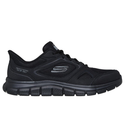 Skechers Track Ezral Men's Slip In Leather & Mesh Lace Up Memory Foam Trainer Black