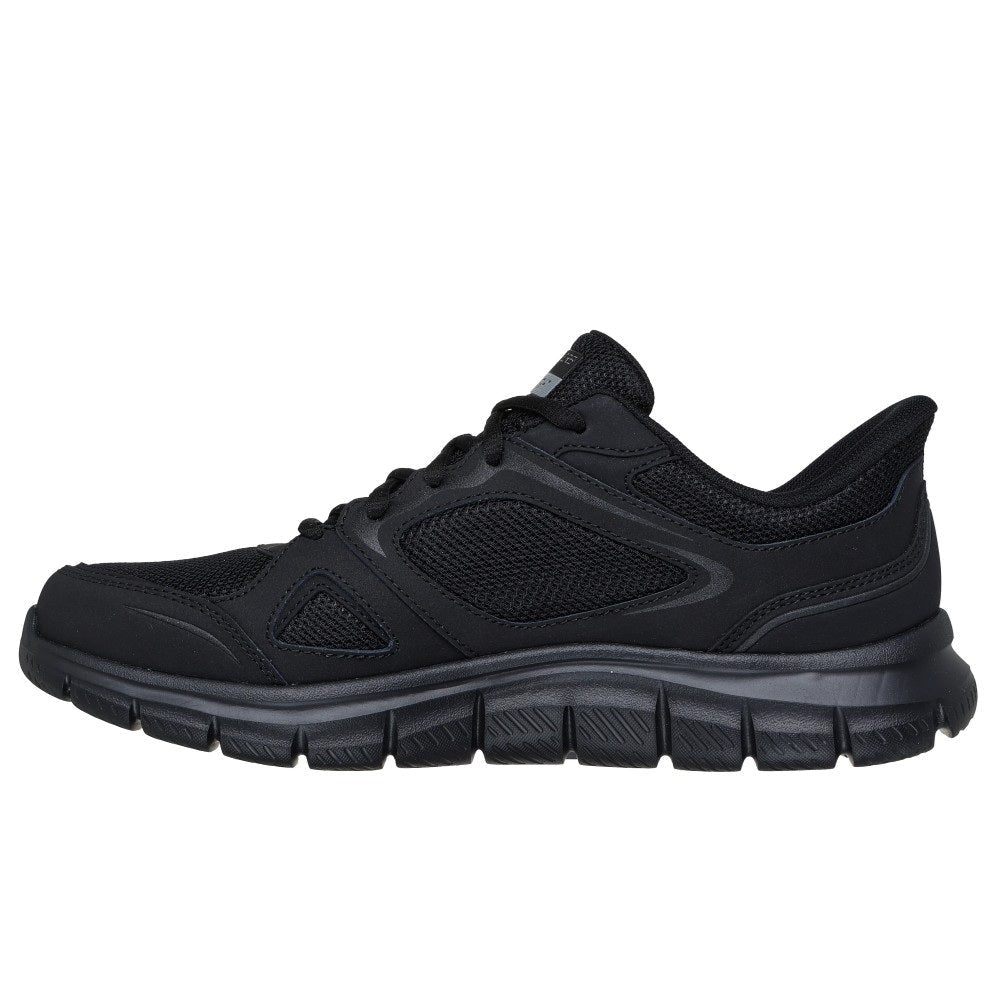 Skechers Track Ezral Men's Slip In Leather & Mesh Lace Up Memory Foam Trainer Black