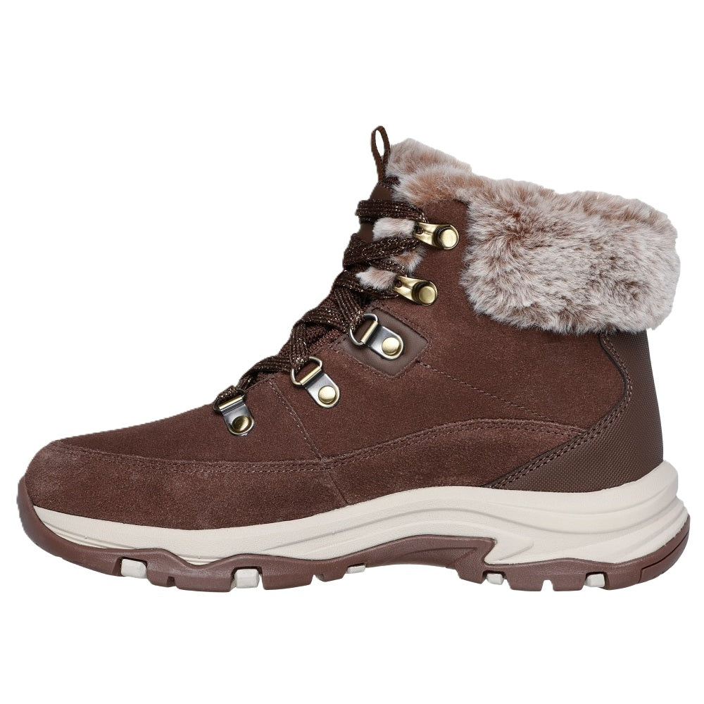 Skechers Trego Snow Worries Women's Waterproof Lace Up Walking Hiking Boot Chocolate