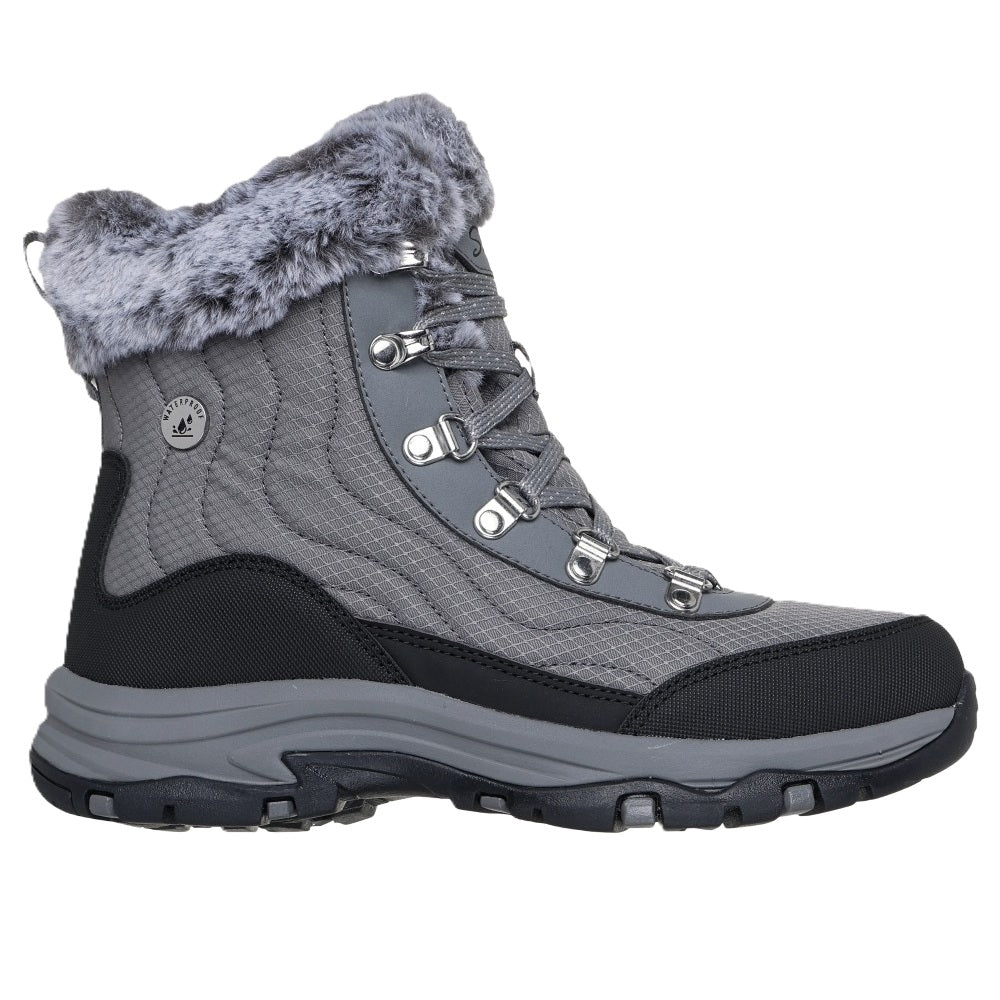 Skechers Trego Stormie Women's Waterproof Lace Up Walking Hiking Boot Charcoal