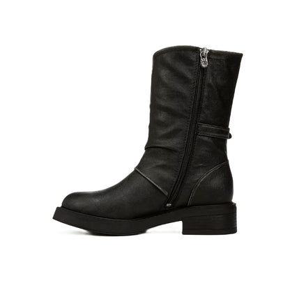 Blowfish Malibu Venice Women's Vegan Friendly Twin Buckle & Zip Mid Boot Black