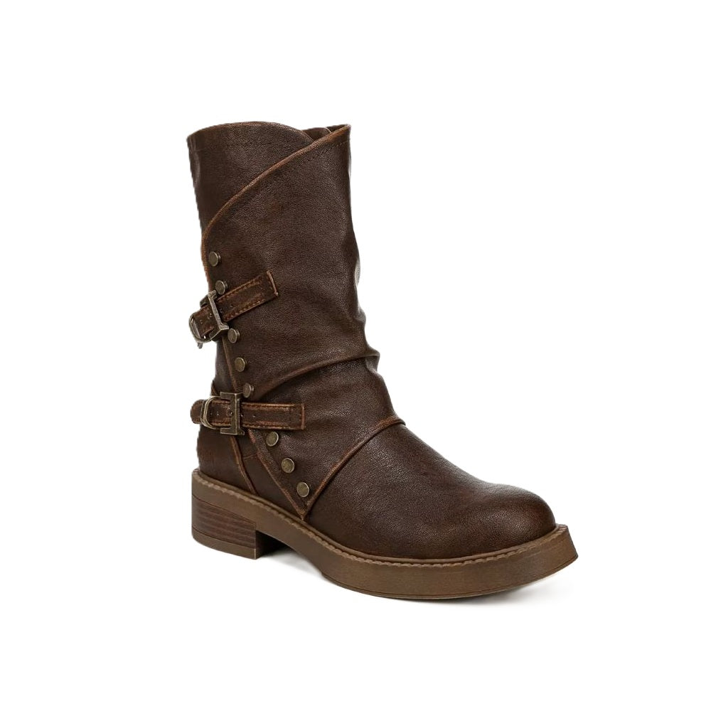 Blowfish Malibu Venice Women's Vegan Friendly Twin Buckle & Zip Mid Boot Brown