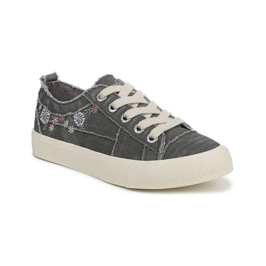 Blowfish Malibu Very Sadie Women's Floral Embroidered Lace Up Platform Trainer Charcoal
