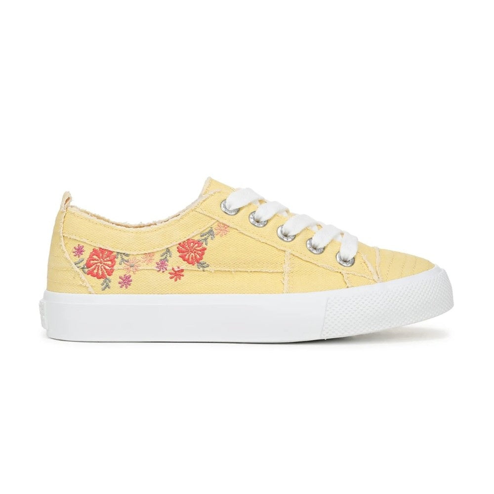 Blowfish Malibu Very Sadie Women's Floral Embroidered Lace Up Platform Trainer Buttery Yellow