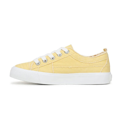 Blowfish Malibu Very Sadie Women's Floral Embroidered Lace Up Platform Trainer Buttery Yellow