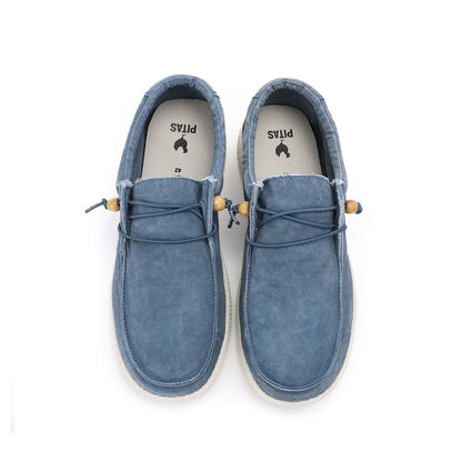 Walk In Pitas Wallabi Washed Women's Lightweight Wally Slip On Canvas Shoe Azul