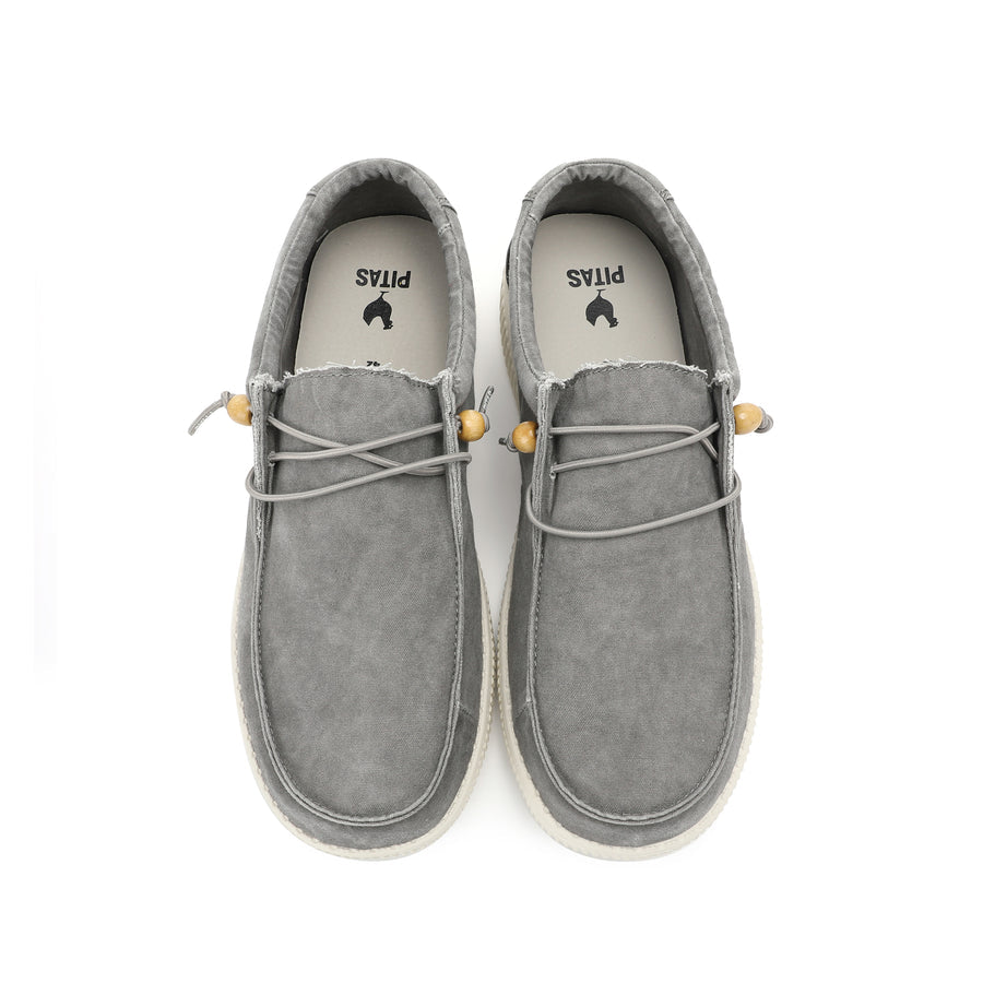 Walk In Pitas Wallabi Washed Men's Lightweight Wally Slip On Canvas Shoe Gris