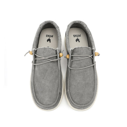 Walk In Pitas Wallabi Washed Men's Lightweight Wally Slip On Canvas Shoe Gris