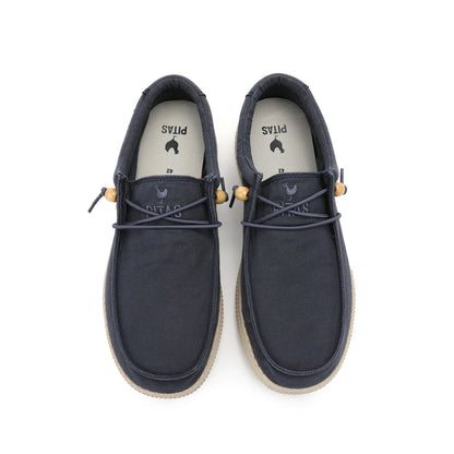 Walk In Pitas Wallabi Washed Men's Lightweight Wally Slip On Canvas Shoe Marino