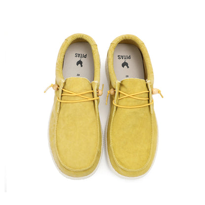 Walk In Pitas Wallabi Washed Women's Lightweight Wally Slip On Canvas Shoe Mostaza