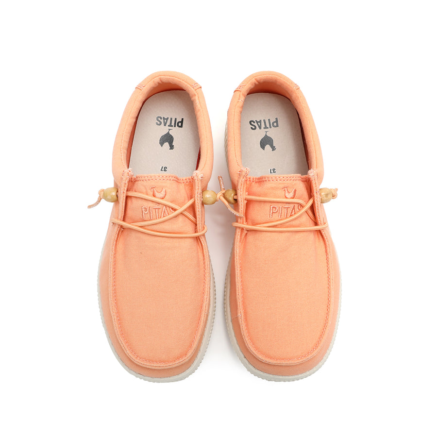 Walk In Pitas Wallabi Washed Women's Lightweight Wally Slip On Canvas Shoe Naranja Claro