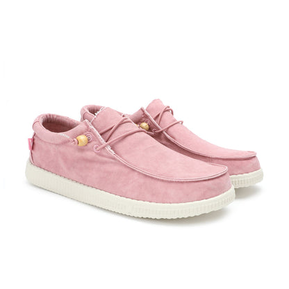 Walk In Pitas Wallabi Washed Women's Lightweight Wally Slip On Canvas Shoe Rosa