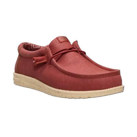 Hey Dude Wally Canvas Men's Slip On Casual Shoe Burnt Red / Boulder Tan