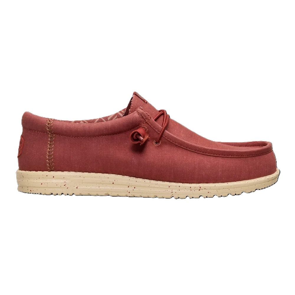 Hey Dude Wally Canvas Men's Slip On Casual Shoe Burnt Red / Boulder Tan
