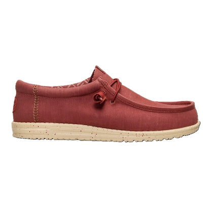 Hey Dude Wally Canvas Men's Slip On Casual Shoe Burnt Red / Boulder Tan