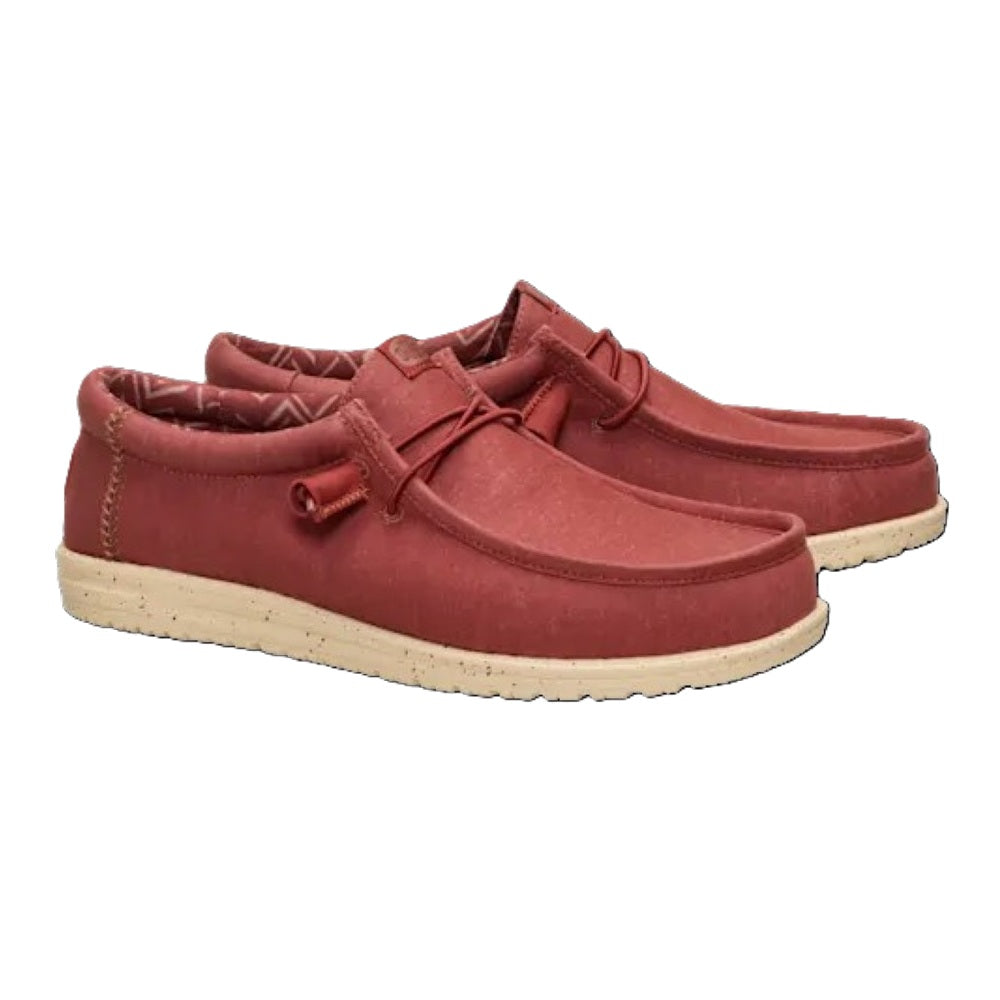 Hey Dude Wally Canvas Men's Slip On Casual Shoe Burnt Red / Boulder Tan