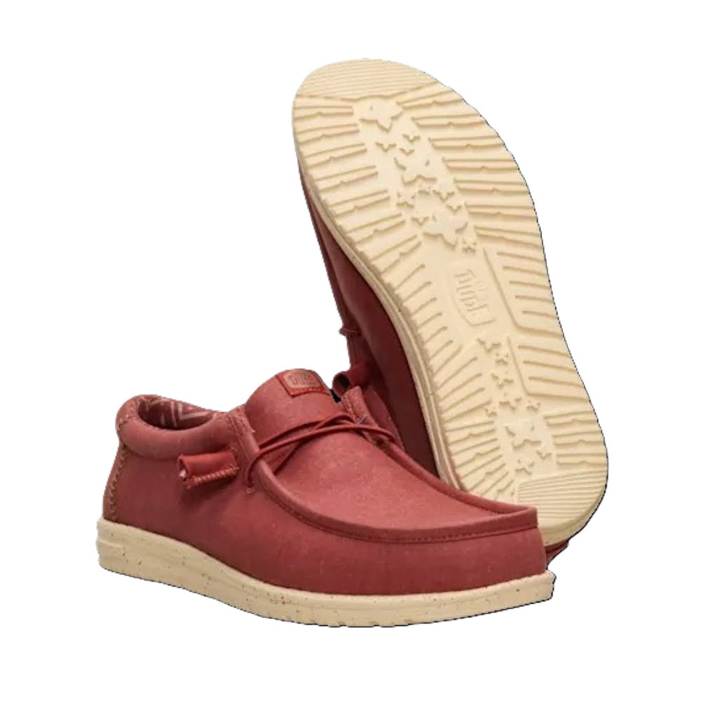 Hey Dude Wally Canvas Men's Slip On Casual Shoe Burnt Red / Boulder Tan