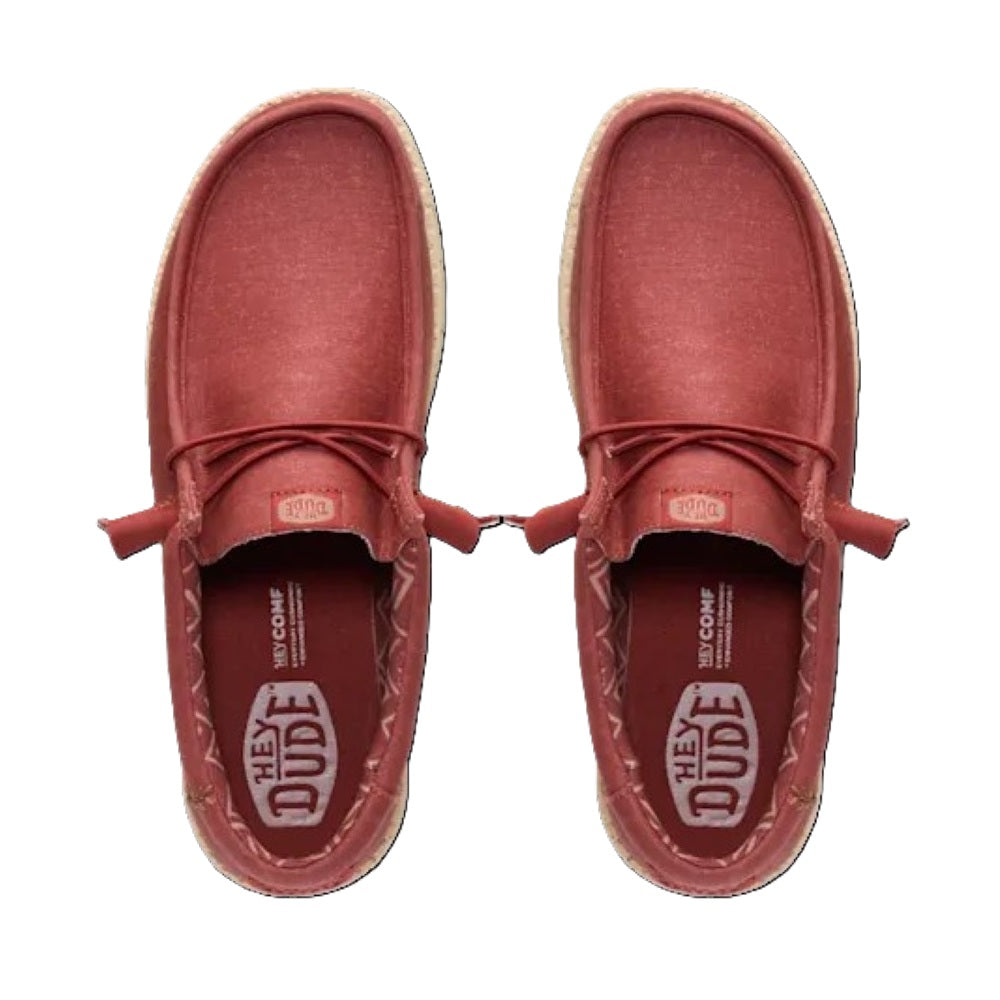 Hey Dude Wally Canvas Men's Slip On Casual Shoe Burnt Red / Boulder Tan