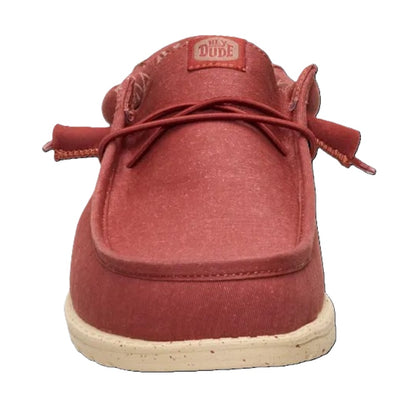 Hey Dude Wally Canvas Men's Slip On Casual Shoe Burnt Red / Boulder Tan