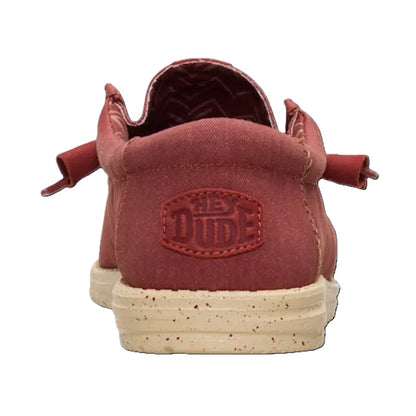 Hey Dude Wally Canvas Men's Slip On Casual Shoe Burnt Red / Boulder Tan