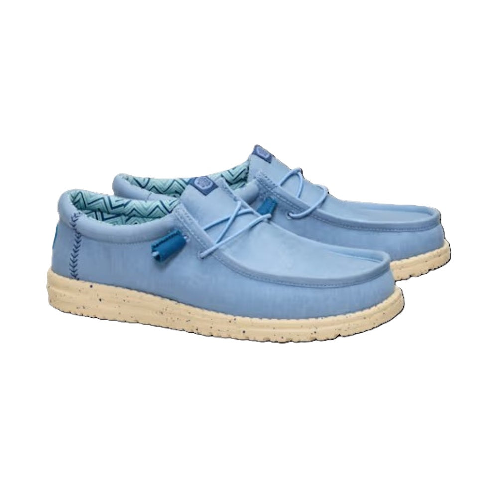 Hey Dude Wally Canvas Men's Slip On Casual Shoe Faded Denim / Boulder Tan