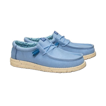 Hey Dude Wally Canvas Men's Slip On Casual Shoe Faded Denim / Boulder Tan