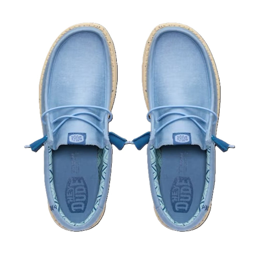 Hey Dude Wally Canvas Men's Slip On Casual Shoe Faded Denim / Boulder Tan