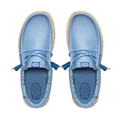 Hey Dude Wally Canvas Men's Slip On Casual Shoe Faded Denim / Boulder Tan
