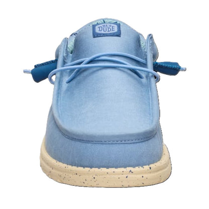 Hey Dude Wally Canvas Men's Slip On Casual Shoe Faded Denim / Boulder Tan