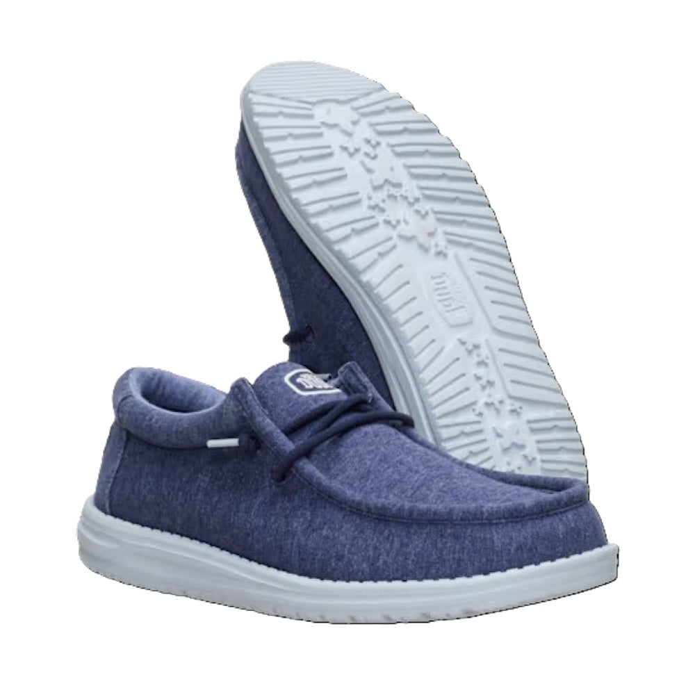 Hey Dude Wally Stretch Jersey Men's Slip On Casual Shoe Navy