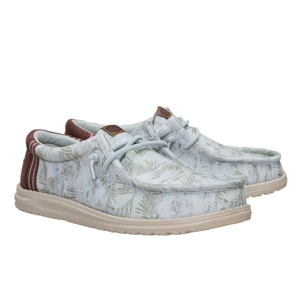 Hey Dude Wally Washed Palm Men's Slip On Casual Shoe Harbour Green / Multi