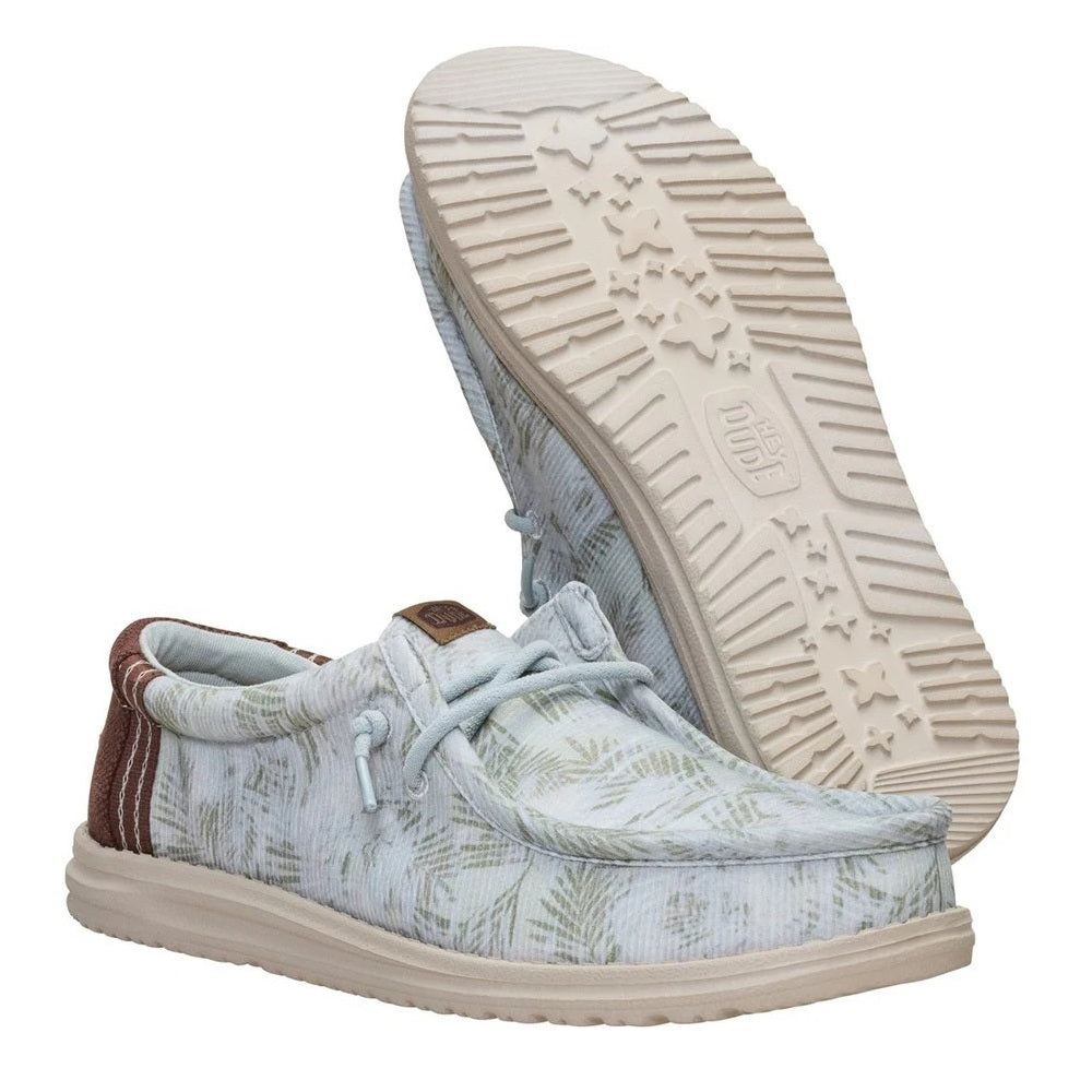 Hey Dude Wally Washed Palm Men's Slip On Casual Shoe Harbour Green / Multi