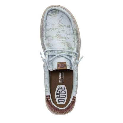Hey Dude Wally Washed Palm Men's Slip On Casual Shoe Harbour Green / Multi