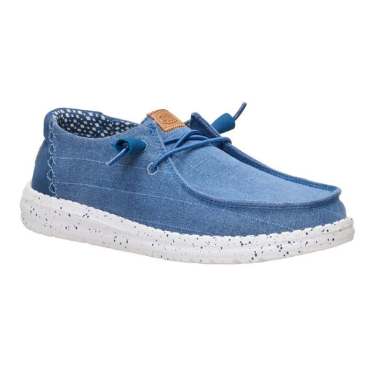 Hey Dude Wendy Chambray Grid Women's Slip On Casual Shoe Ensign Blue