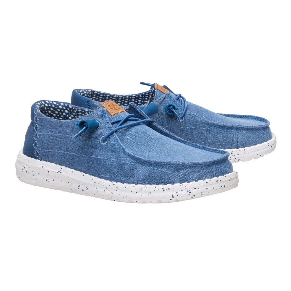 Hey Dude Wendy Chambray Grid Women's Slip On Casual Shoe Ensign Blue