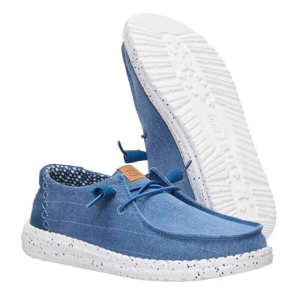Hey Dude Wendy Chambray Grid Women's Slip On Casual Shoe Ensign Blue
