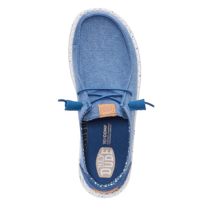 Hey Dude Wendy Chambray Grid Women's Slip On Casual Shoe Ensign Blue