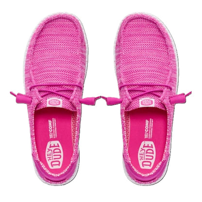 Hey Dude Wendy Stretch Sox Women's Slip On Casual Shoe Fuchsia Pink