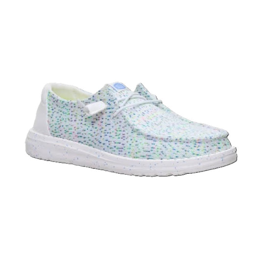 Hey Dude Wendy Stretch Speckle Women's Slip On Casual Shoe White / Multi