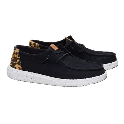 Hey Dude Wendy Wildcat Women's Slip On Casual Shoe Black / Leopard