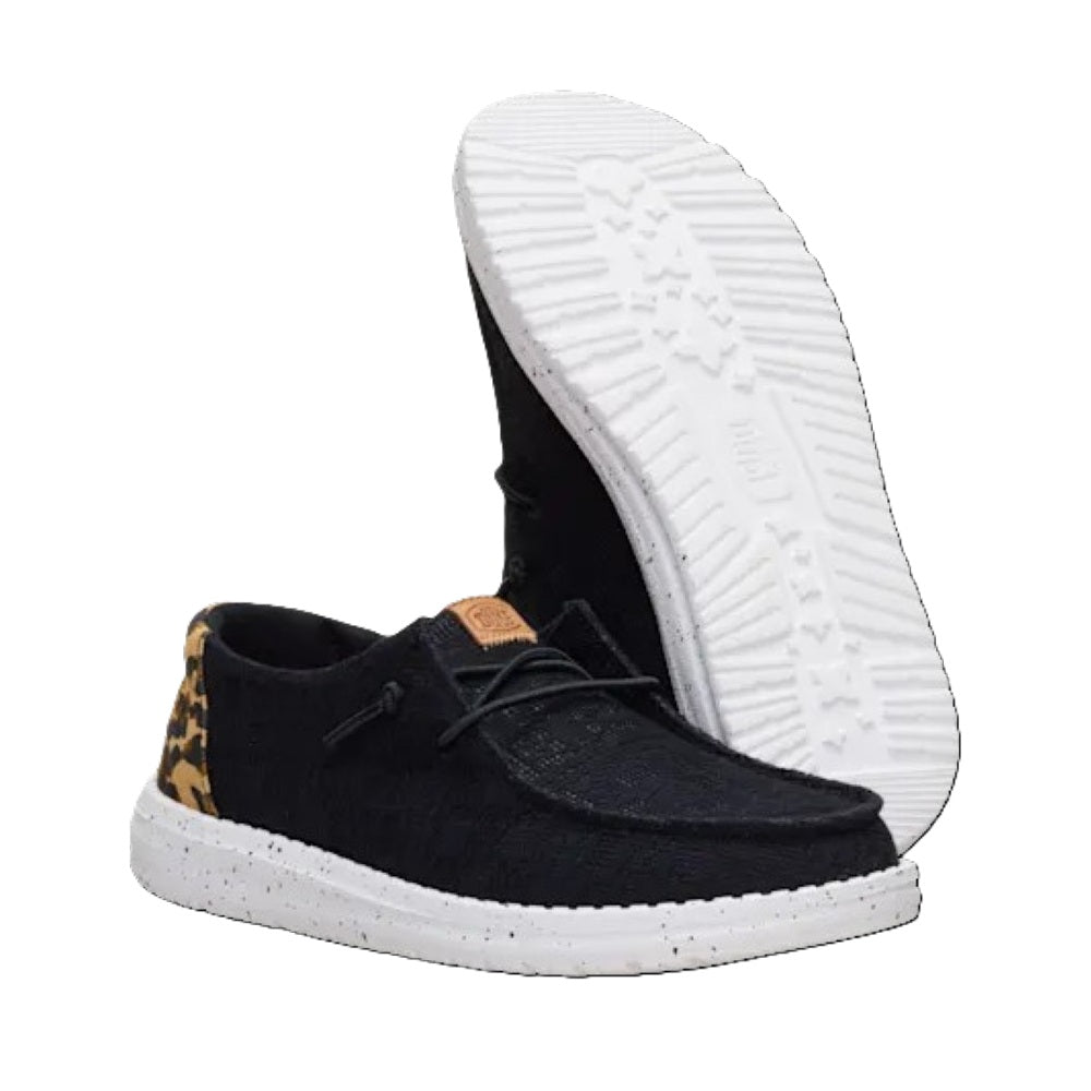 Hey Dude Wendy Wildcat Women's Slip On Casual Shoe Black / Leopard