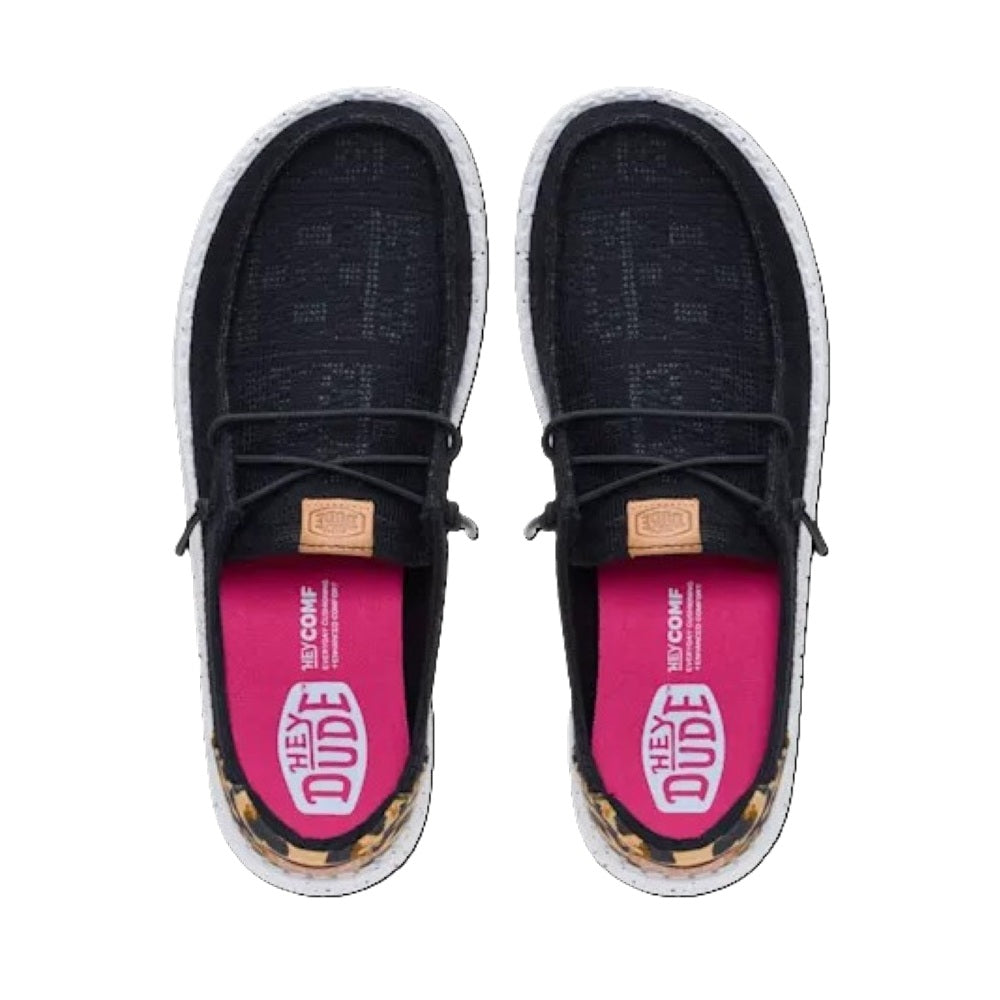 Hey Dude Wendy Wildcat Women's Slip On Casual Shoe Black / Leopard