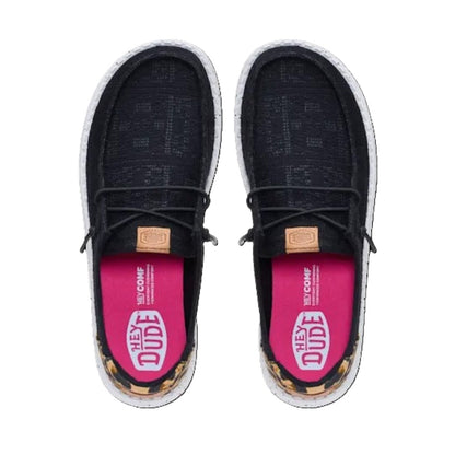 Hey Dude Wendy Wildcat Women's Slip On Casual Shoe Black / Leopard