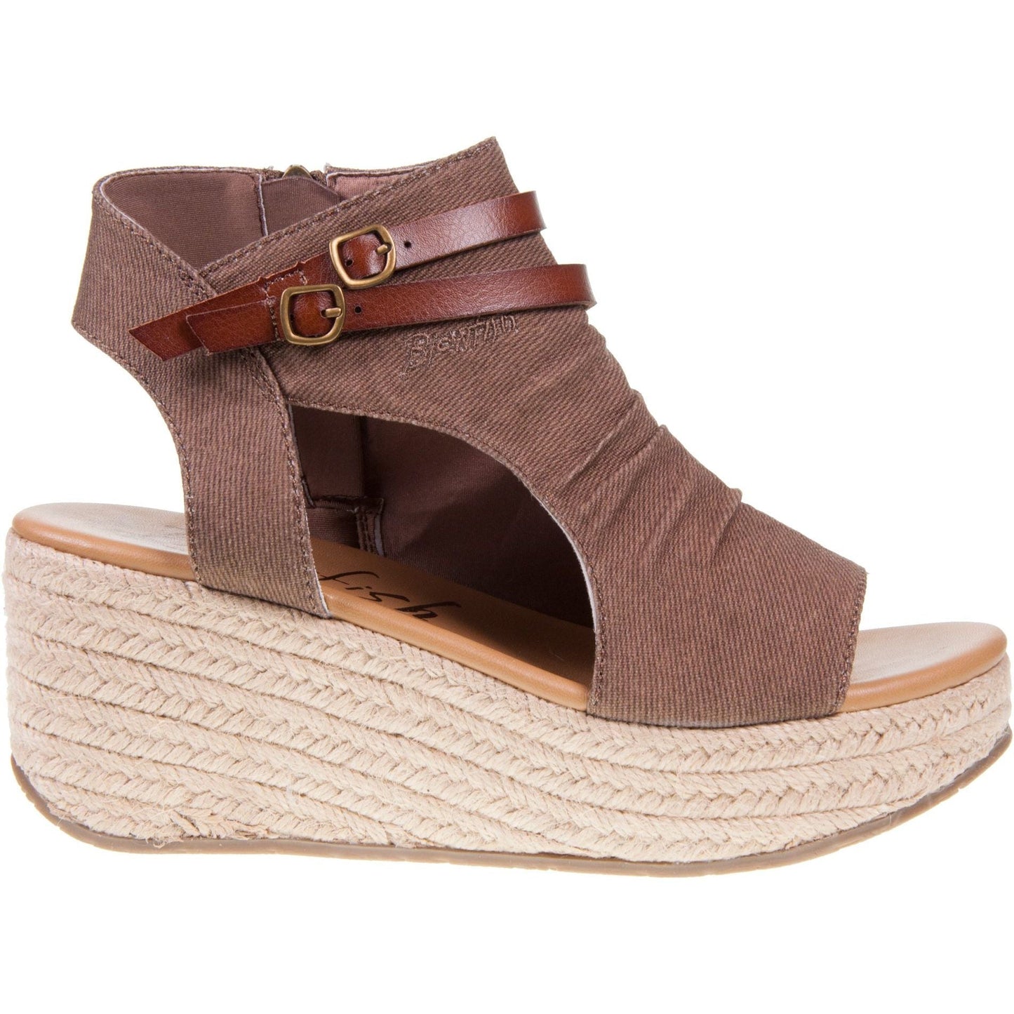 Blowfish Malibu Lacey C Women's Open Toe Espadrille Wedge Sandal Brown Beach