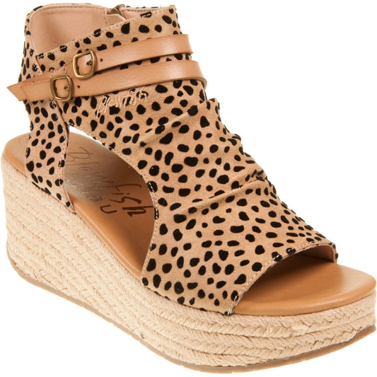Blowfish Malibu Lacey C Women's Open Toe Espadrille Wedge Sandal Leopard Sand Pixie