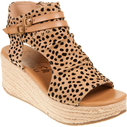 Blowfish Malibu Lacey C Women's Open Toe Espadrille Wedge Sandal Leopard Sand Pixi